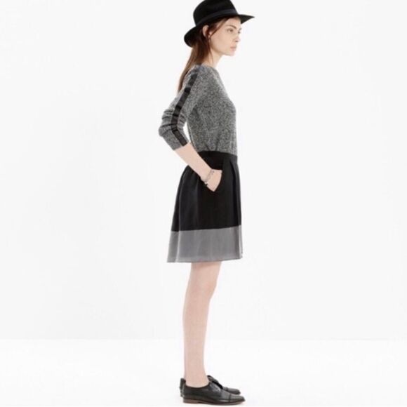 Madewell Black And Gray Silk Colorblock Skirt Small - Picture 1 of 9